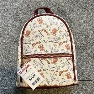 Harry Potter Themed Mini Backpack - Cream with Burgundy Trim